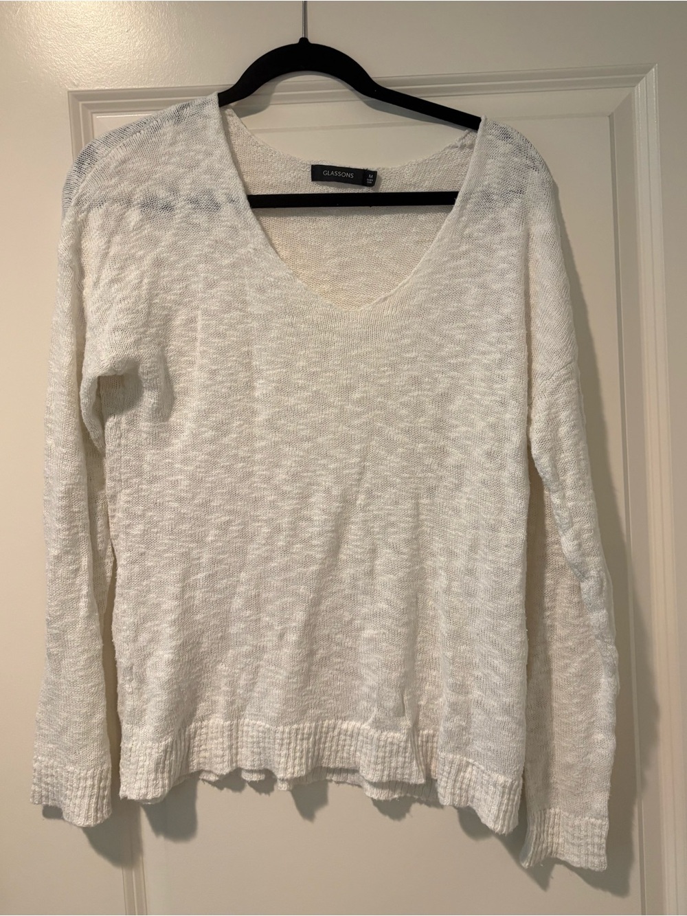 Glassons White Knit Top with Black Label Detail